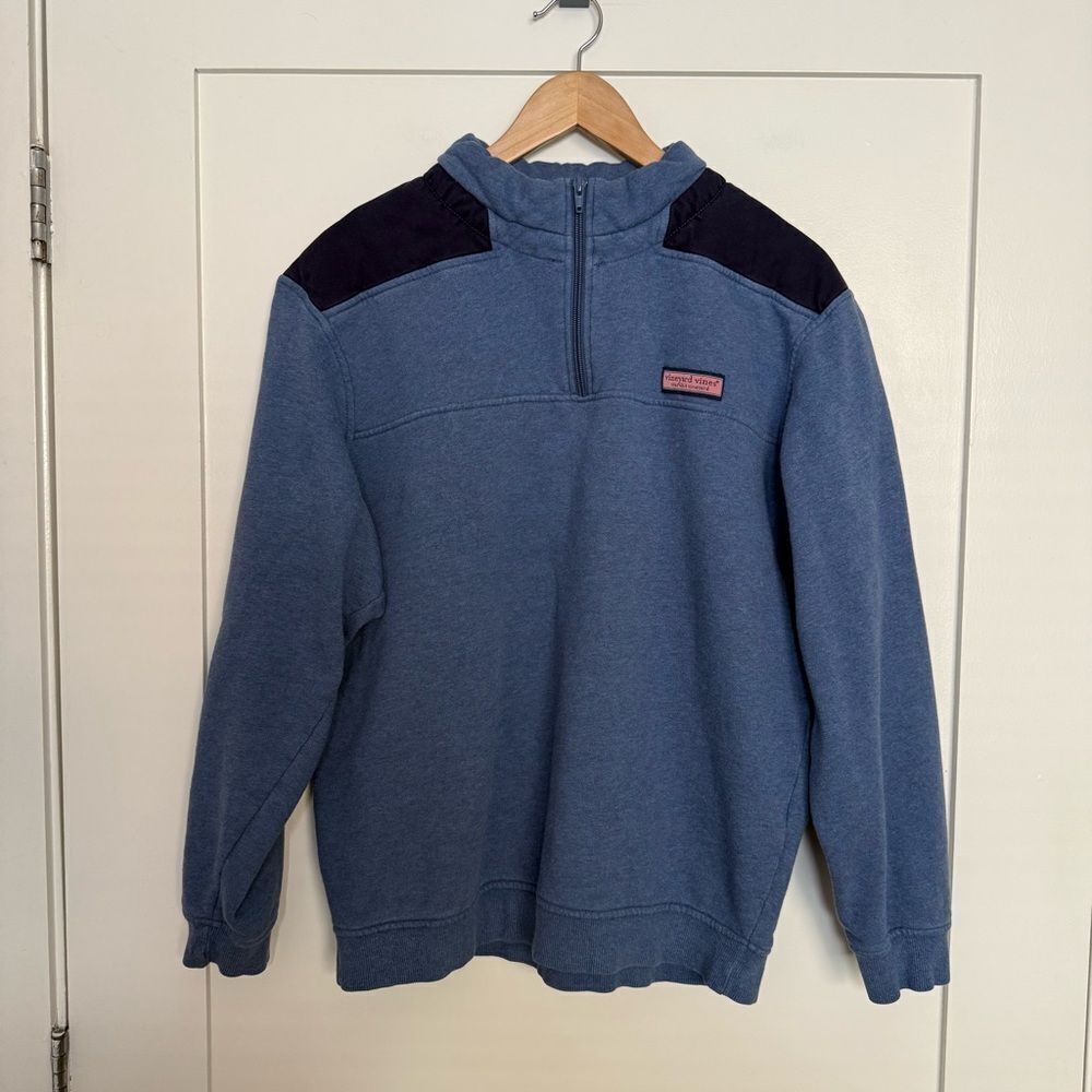 Vineyard Vines Sweater Mens Sz L Blue 1/4 Zip Long Sleeve Cotton Pullover Preppy